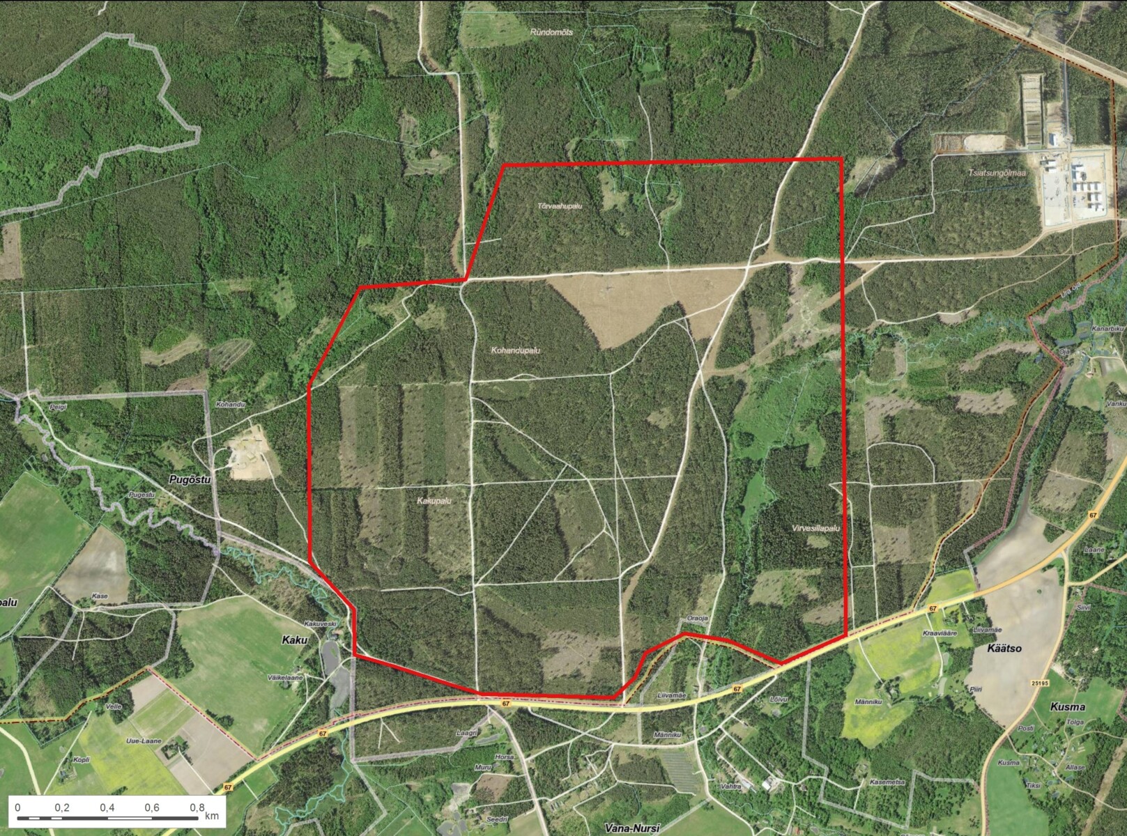 Lõhkemata lõhkekehade otsimise piirkond Kohandupalus