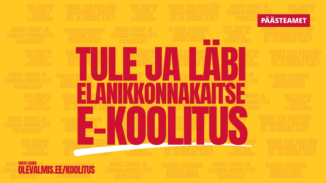 Alates 13. maist on kõigile huvilistele kättesaadav uus elanikkonnakaitse e-koolitus, mis aitab Eesti inimestel omandada baasteadmisi kriisideks valmistumiseks ja oma kriisikindluse suurendamiseks.
